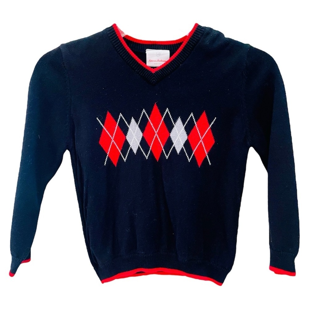 Hanna Andersson Black Argyle Sweater Size EU 110 US 5